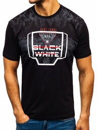 T-shirt męski z nadrukiem czarny Denley 14207