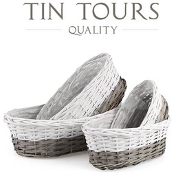 KOMPLET 4 OWALNYCH KOSZYKÓW WIKLINOWYCH NA BALKON