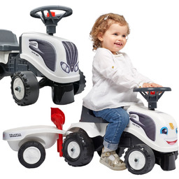 FALK Traktorek Baby Valtra Biały z Przyczepką +