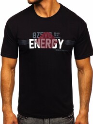 Czarny T-shirt męski z nadrukiem Denley 14333