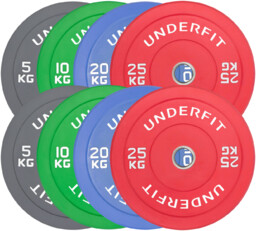 UNDERFIT Zestaw obciążeń olimpijskich BUMPER COLOR 120 kg