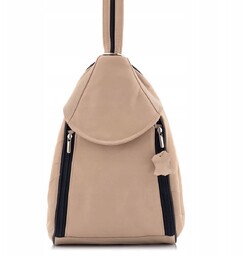 Torebka Plecak 2w1 Damski Skórzany Beżowy Elegancki Rene