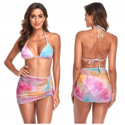Strój kąpielowy bikini tęczowe ombre spódniczka : Rozmiar