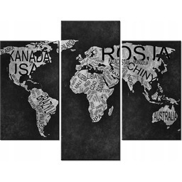 70 90cm Obraz 3 elem World Map ścienny