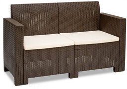 Brązowa sofa z technorattanu 2-osobowa Nebraska Bica
