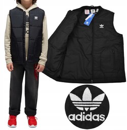 Bezrękawnik Adidas Originals Junior Kamizelka Zapinane Kieszenie Czarna