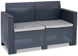 Dwuosobowa sofa technorattanowa Nebraska 2 antracytowa Bica