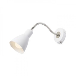 KAYA lampa ścienna elastyczne ramię, biała/nikiel mat E27