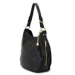 Pojemna damska torebka na ramię skórzana brelok