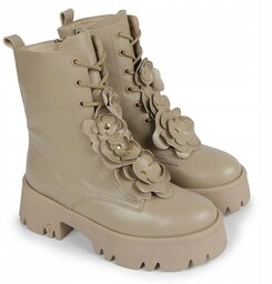 Beżowe botki workery trzewiki damskie Carinii B10027 skóra