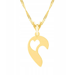 Złoty Naszyjnik z Łamanymi Sercami Serce Serduszko Love