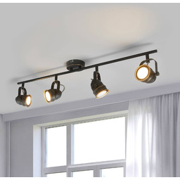 Reflektor sufitowy Lindby Leonor, 4-punktowy, czarny, metal, 78