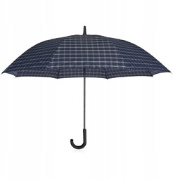 BETLEWSKI Granatowy parasol półautomatyczny duża parasolka w kratkę