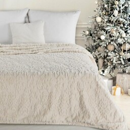 Koc świąteczny 150x200 Blink 2 kremowy złoty narzuta