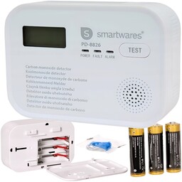 Czujnik czadu tlenku węgla Bateryjny Smartwares Certyfikowany Detektor