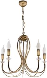 LAMPA WISZĄCA pięciopunktowa metalowa patynowy mosiądz styl klasyczny