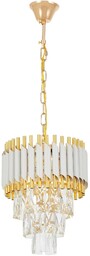 LAMPA WISZĄCA ŻYRANDOL KRYSZTAŁOWY BIAŁO-ZŁOTY MAZINI D25 LUMINA