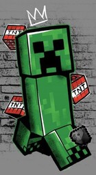 Ręcznik plażowy 70x140 Minecraft Metro Art Creeper szary