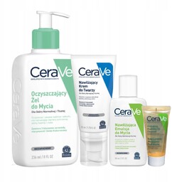 CeraVe Zestaw Pielęgnacyjny Krem do Twarzy, Żel Oczyszczający