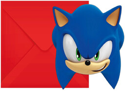 Zaproszenia urodzinowe Sonic - 6 szt.