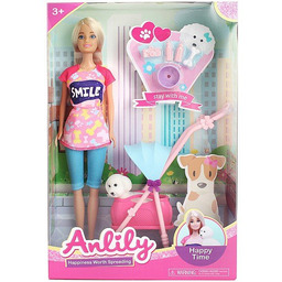 Adar, Lalka z psem z wózkiem 29cm 541962