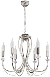 LAMPA WISZĄCA sześciopunktowa metalowa srebrna styl klasyczny MELODY