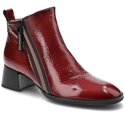 Czerwone Botki Hispanitas Eleganckie Skórzane Buty Na Obcasie