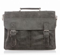 Torba na ramię skórzana Vintage szara BV35