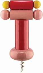 Alessi ES17 2 korkociąg z drewna bukowego, czerwony,
