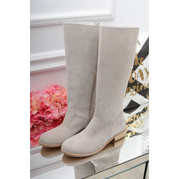 Kozaki z zamkiem zamsz naturalny beżowe