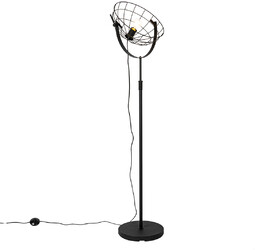 QAZQA Industrialna lampa podłogowa czarna 35 cm regulowana