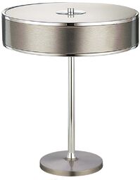 LAMPA STOŁOWA metalowo-szklana srebrny okrągły klosz styl nowoczesny