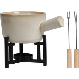 Zestaw do fondue serowego, rondelek z porcelany, 2