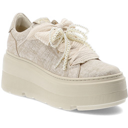 Chebello Złote Sneakersy Stylowe Obuwie Damskie Na Platformie