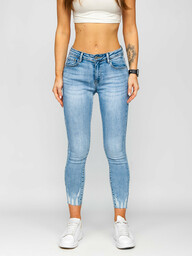 Błękitne spodnie jeansowe damskie Skinny Denley S0002