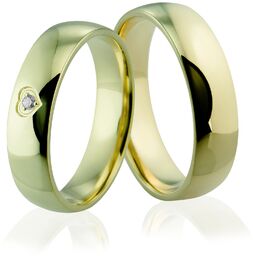 Obrączki ślubne z serduszkiem i brylantem - Au-912