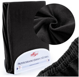 Prześcieradło Jersey z Gumką 002_D Czarny 140x200