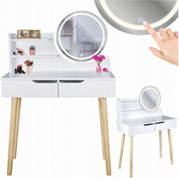 Biurko Z Nadstawką i Lustrem Led Toaletka