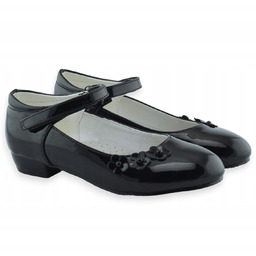 Lakierowane czarne buciki dla dziewczynki balerinki na rzep