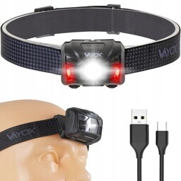 Latarka Lampa Czołowa Czołówka Led Usb Vayox