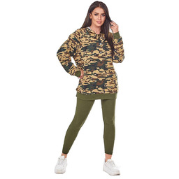Komplet 3-częściowy moro bluza, top i legginsy khaki
