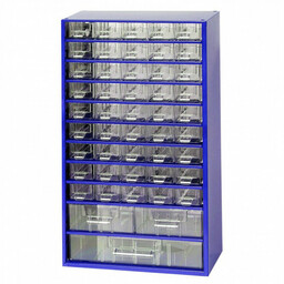 Metalowa szafka z szufladami, 48 szuflad, niebieski