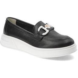 S.Barski Czarne Mokasyny Wygodne Wsuwane Obuwie Damskie