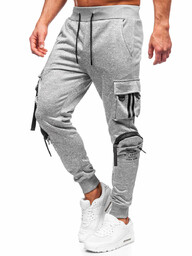 Szare bojówki spodnie męskie joggery dresowe Denley HS7176