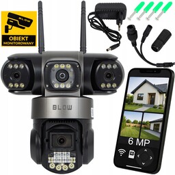 Kamera Wifi Ip 3 Obiektywy 6MP Obrotowa Detekcja