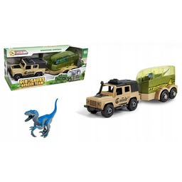 Auto Z Przyczepą Oraz Dinozaurem Velociraptor Do Skręcania