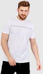 ARMANI EXCHANGE Biały t-shirt męski z paskiem