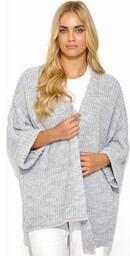 Damski sweter bez guzików szary melanż S145, Kolor