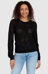 GUESS Czarny sweterek dzianinowy w monogram guess