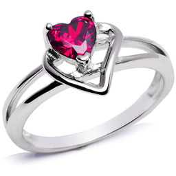 Pierścionek Srebrny Rubione Serce